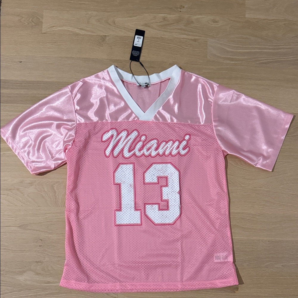 Pink 'Miami' Mesh Jersey Tee with Number 13